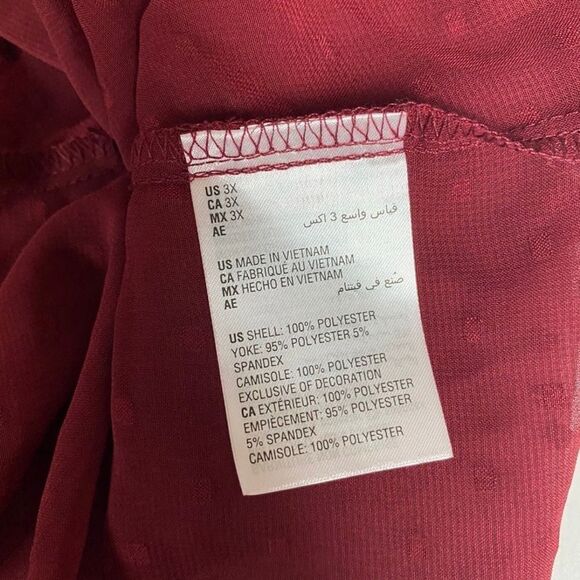 Style & Co Eyelet Red Swiss Dot Velvet Velour Yoke Top Blouse 3X NWT - Picture 11 of 11